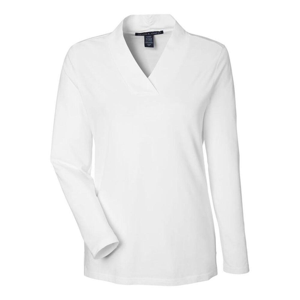 Devon & Jones Women's Raleigh Shawl Collar Knit Top / White